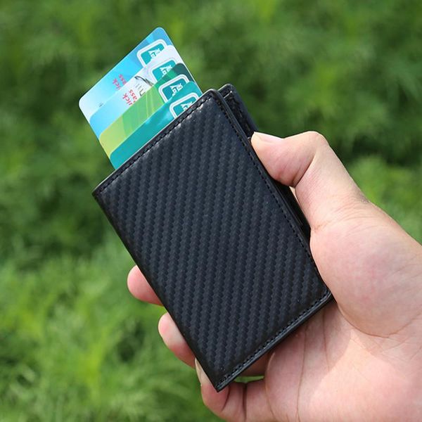card holders neutral bank cardholder with rfid business cash wallet smart anti theft brush, Brown;gray